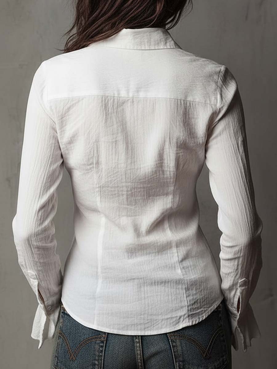 Amelia | White Ruffle Cuff Shirt