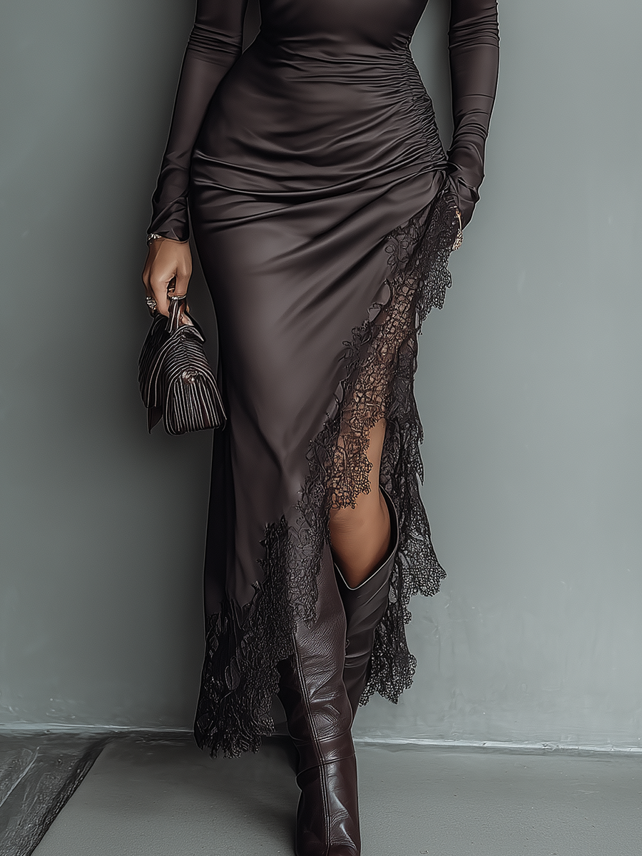 Arabella | Satin Lace Maxi Dress