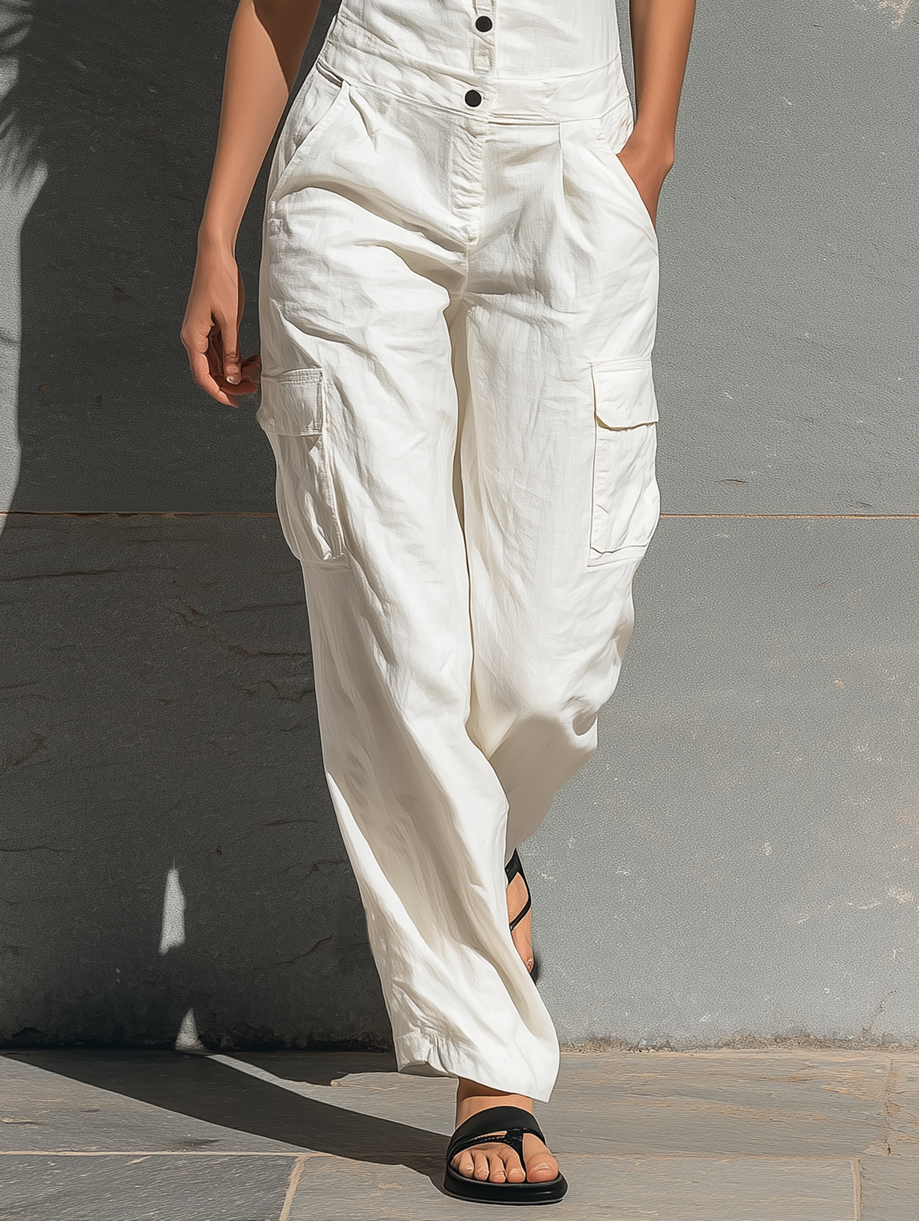 Estelle | Single-Breasted Sleeveless Jumpsuit