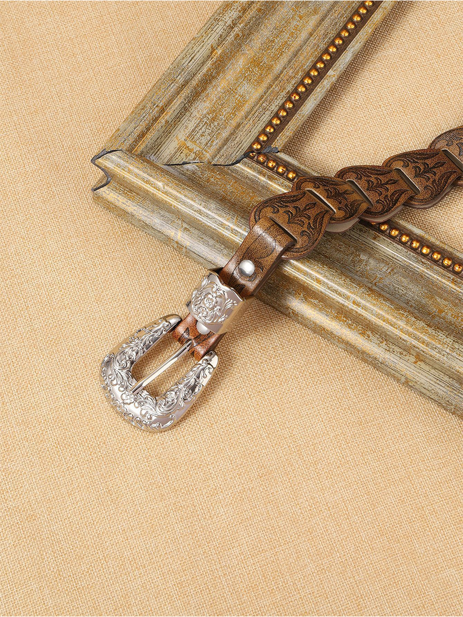 Rosalie | Western Floral Embossed Belt
