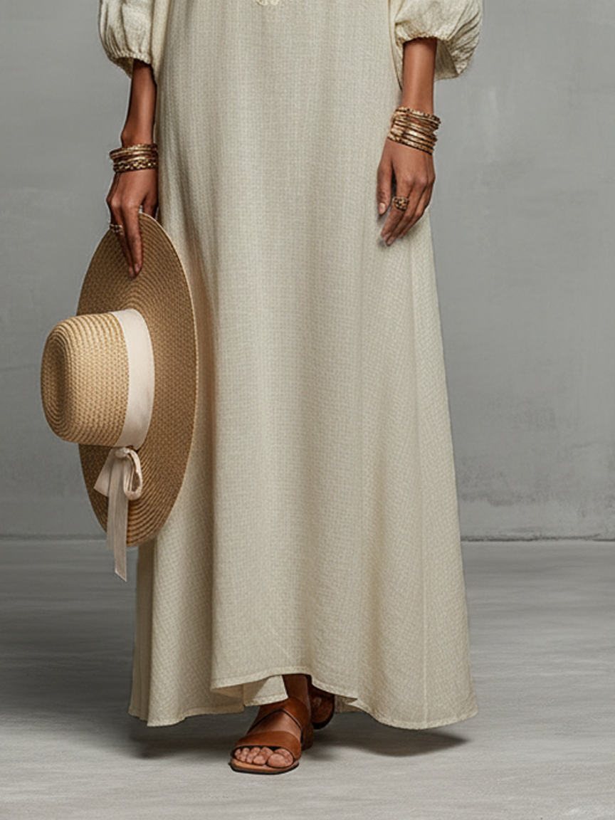 Evelina | Embroidered Off-Shoulder Maxi Dress