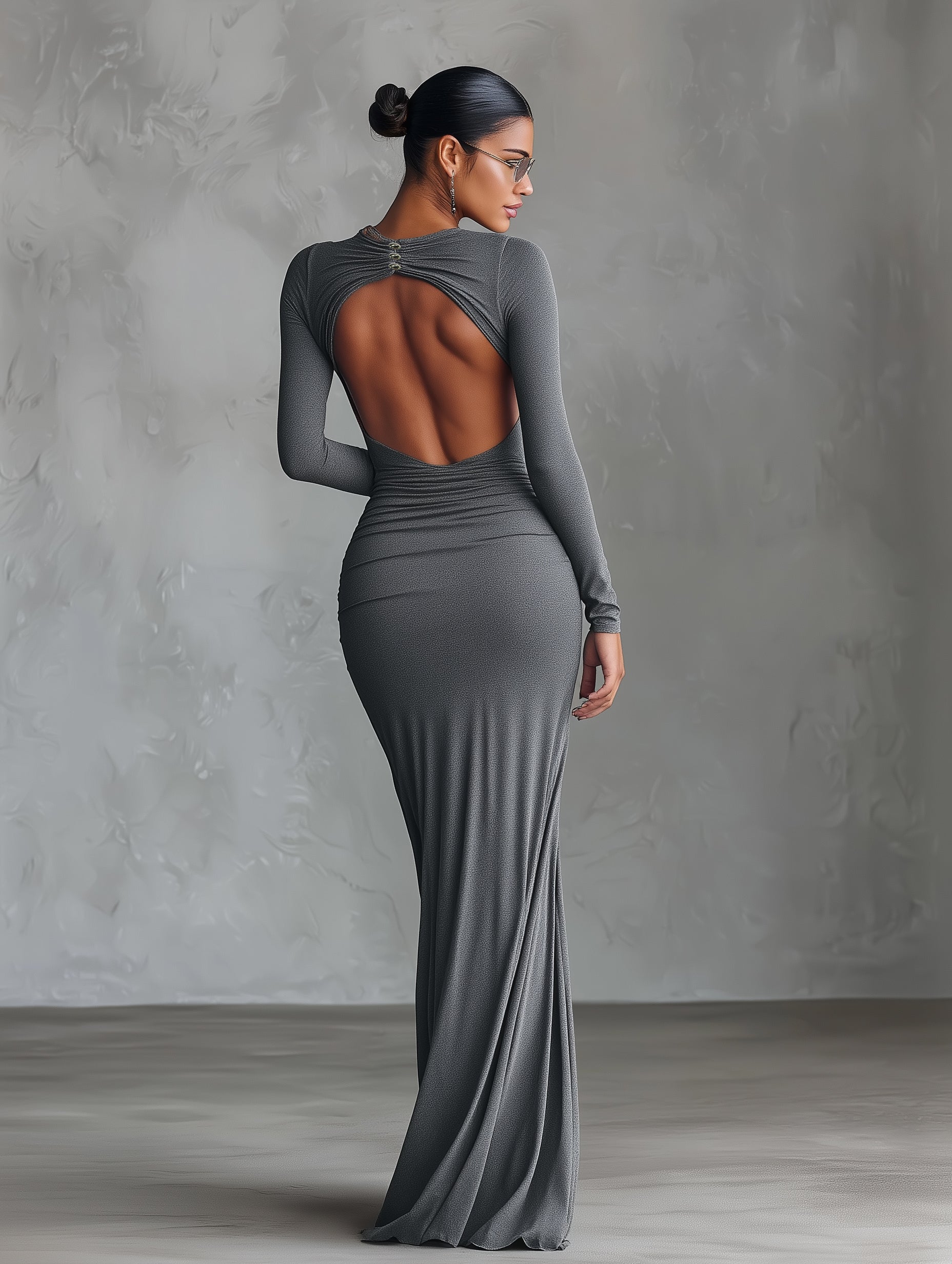 Amelia | Ruched Open-Back Maxi Dress