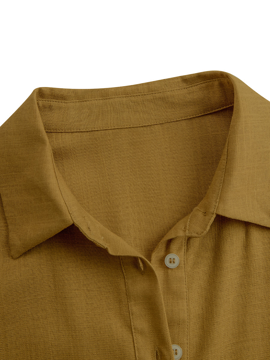 Freya | Mustard Belted Shirt Dress
