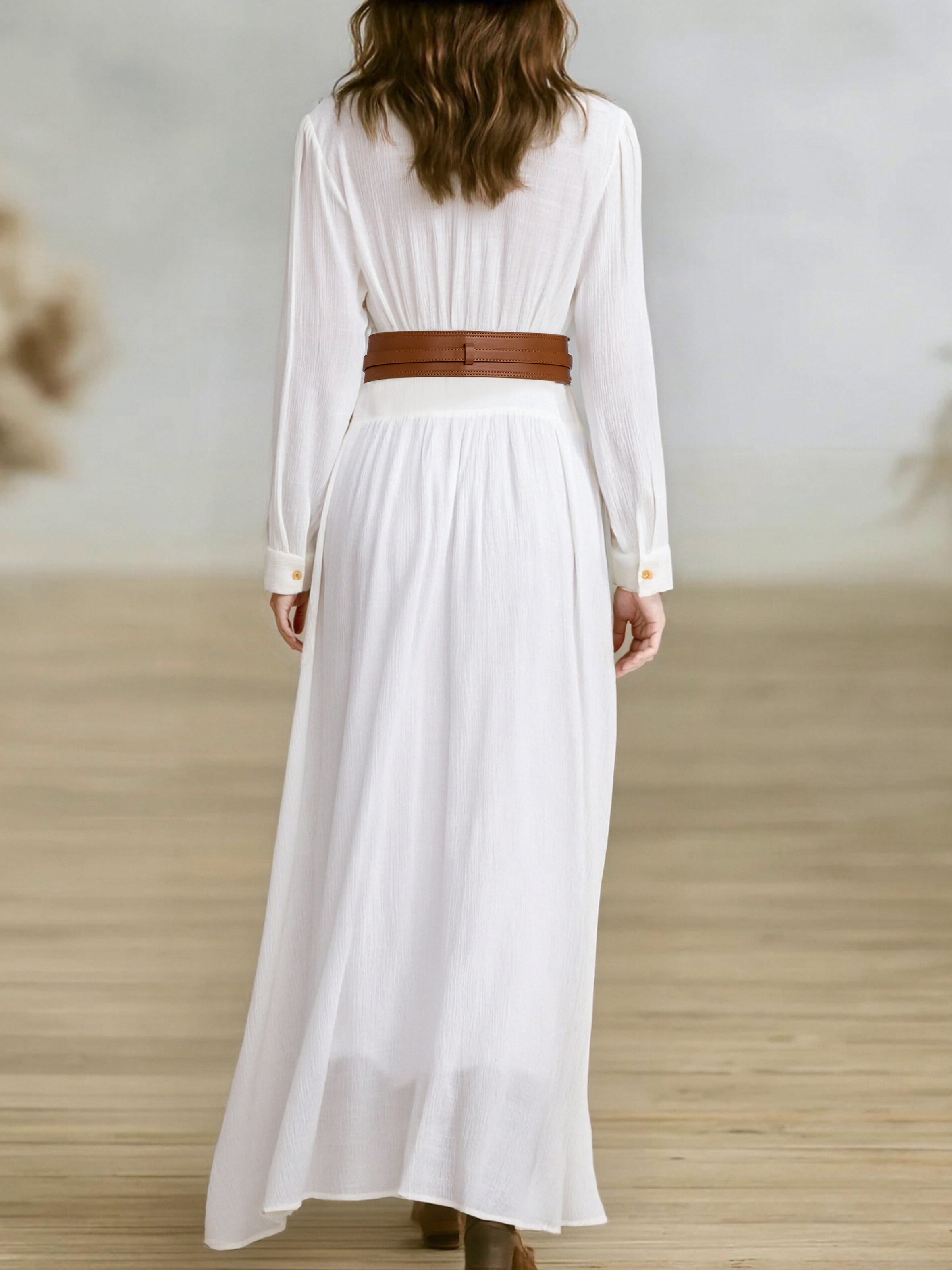 Rosalie | Pleated Lapel Maxi Dress