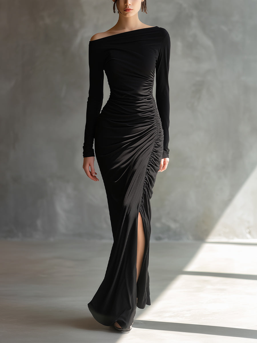 Isabelle | Off-Shoulder Ruched Maxi Dress