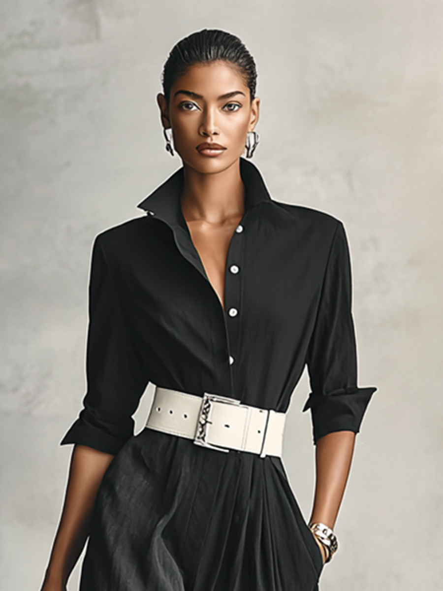 Estelle | Belted Lapel Jumpsuit