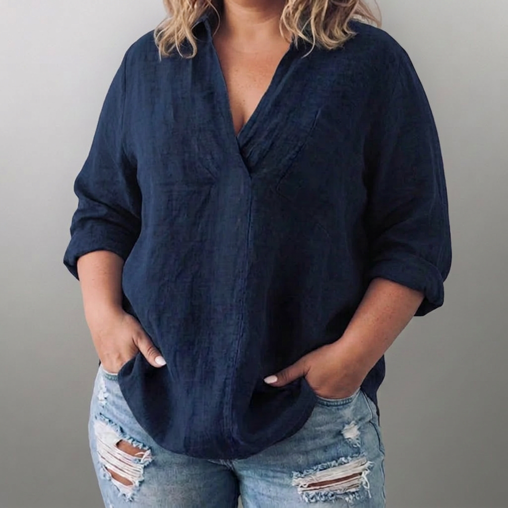 Lorie┃Comfortable long-sleeved shirt with V-neck