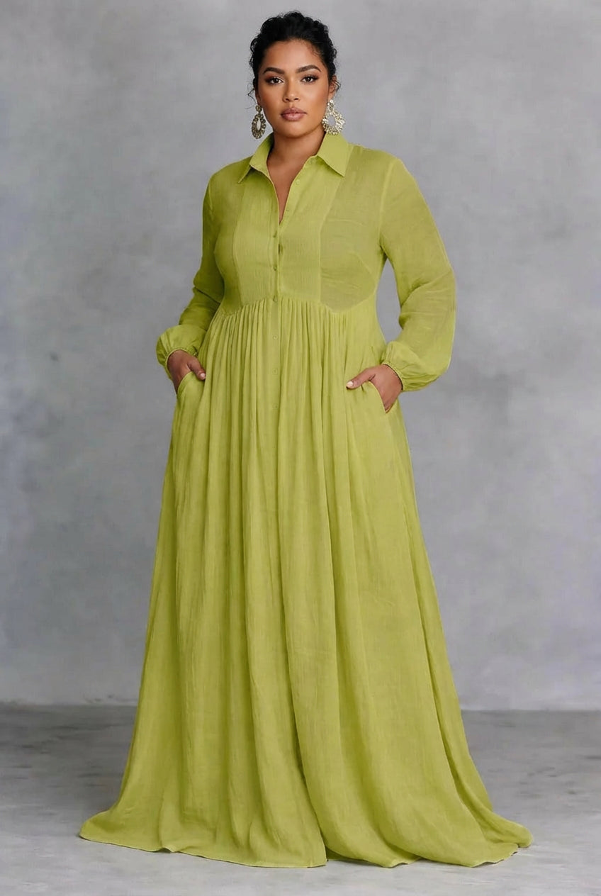 Celine | Flowing Button-Front Maxi Dress
