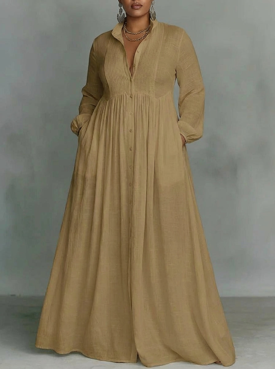 Celine | Flowing Button-Front Maxi Dress