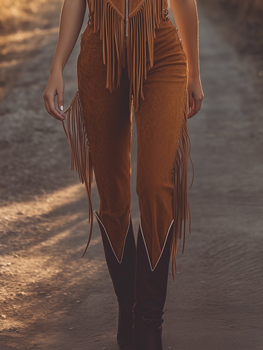 Sierra | Fringed Suede Jumpsuit