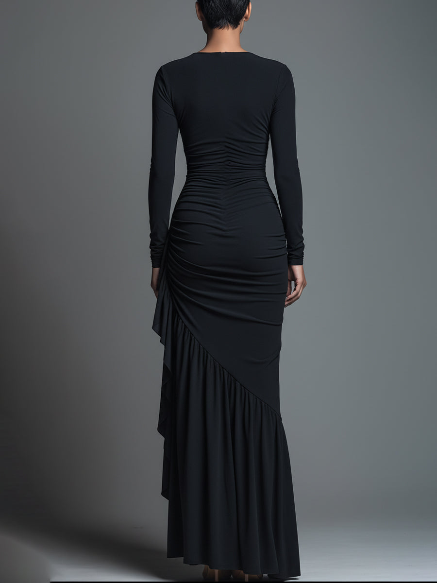 Selene | Ruched Knit Maxi Dress