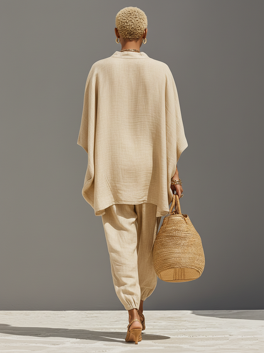 Ayla | Neutral Asymmetric Linen Set