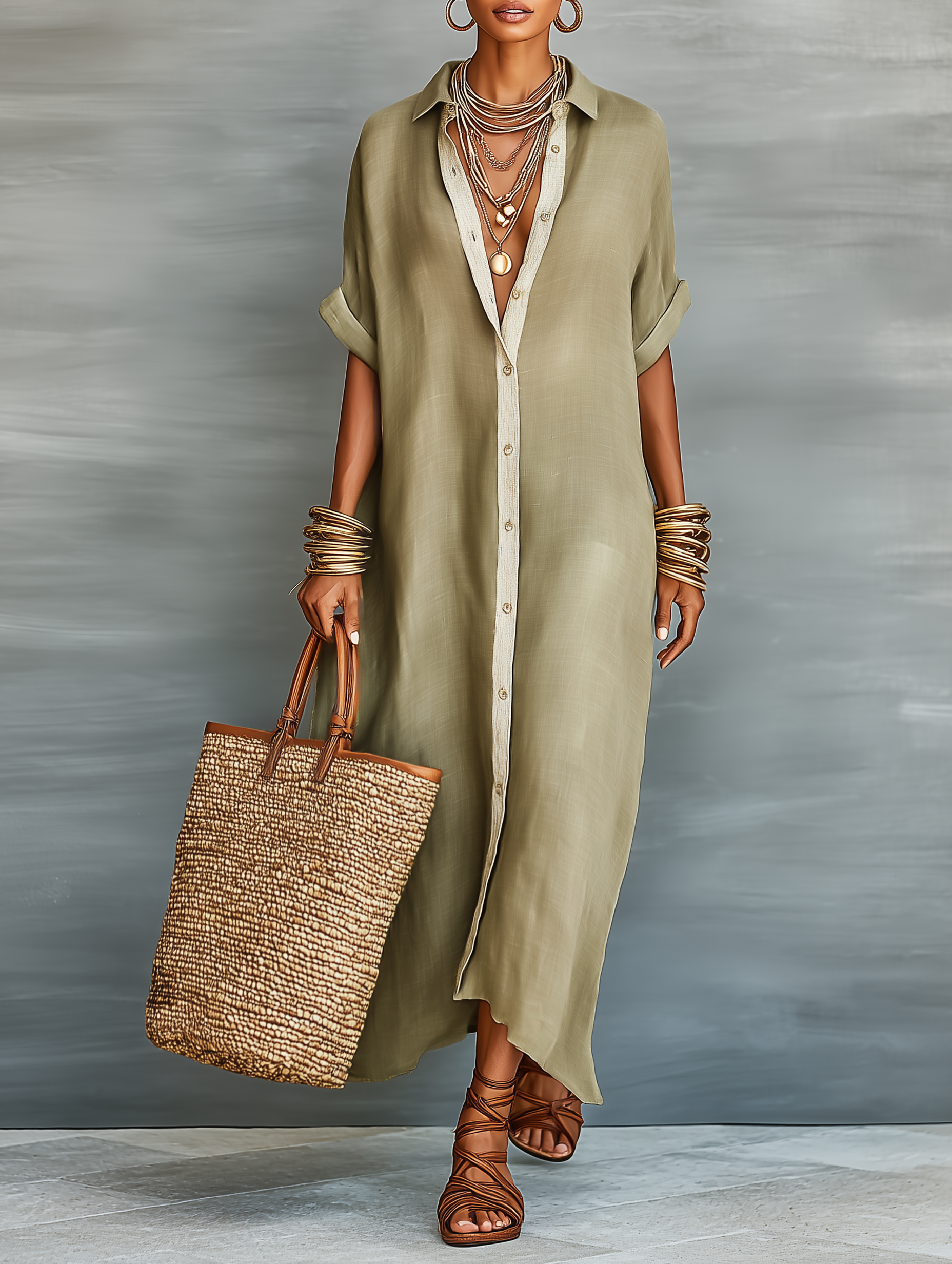 Fleur | Short-Sleeve Linen Shirt Dress