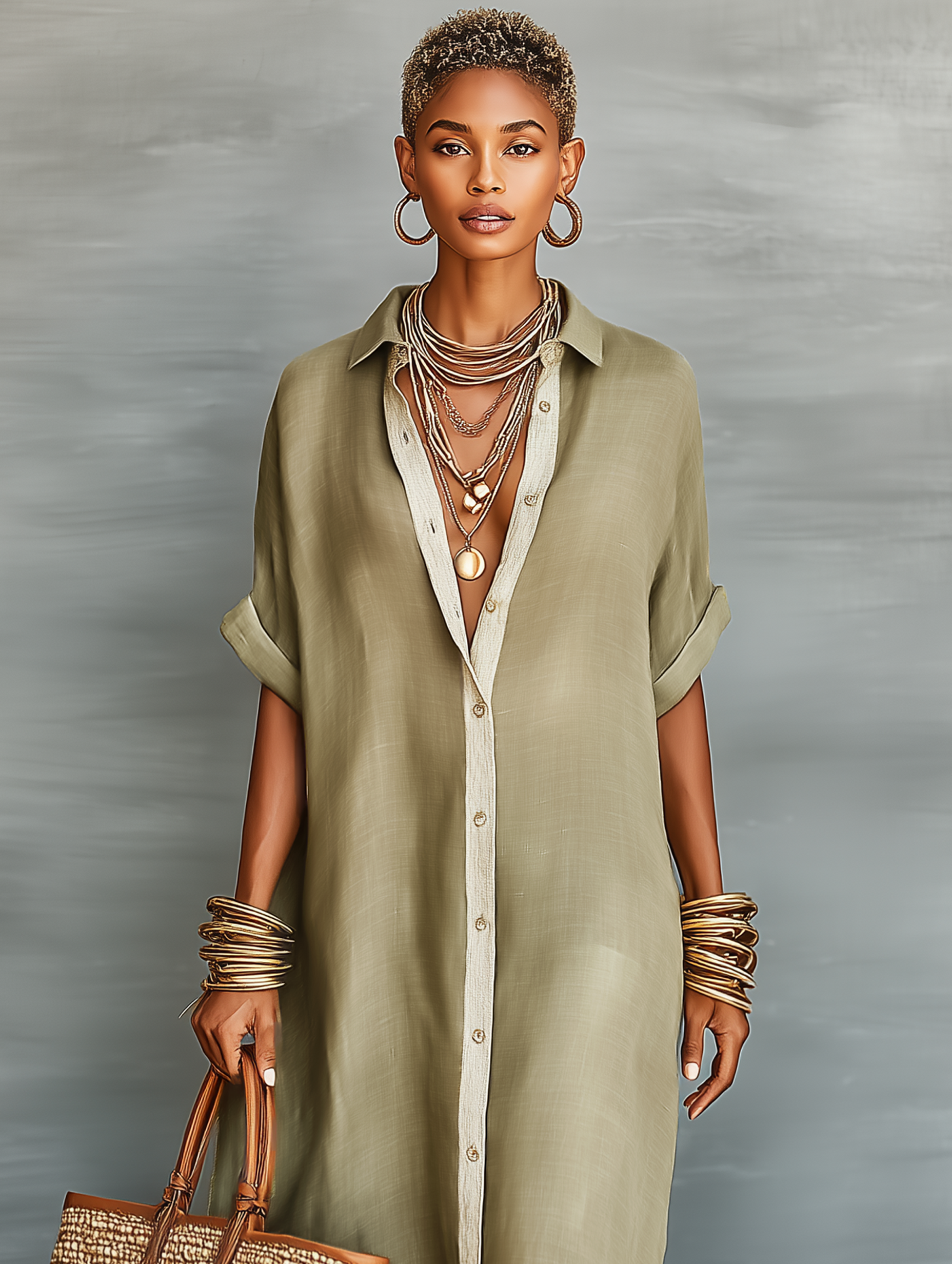 Fleur | Short-Sleeve Linen Shirt Dress