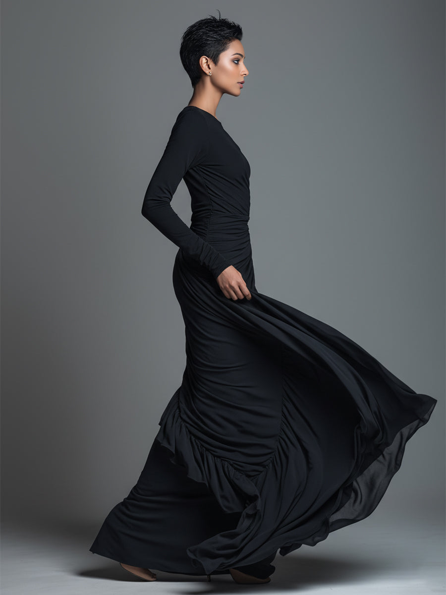 Selene | Ruched Knit Maxi Dress