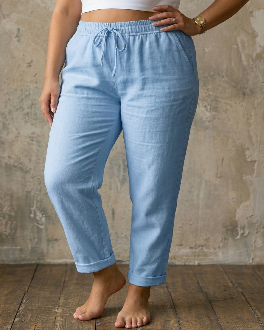 Maylora | Drawstring Relaxed Linen Trousers