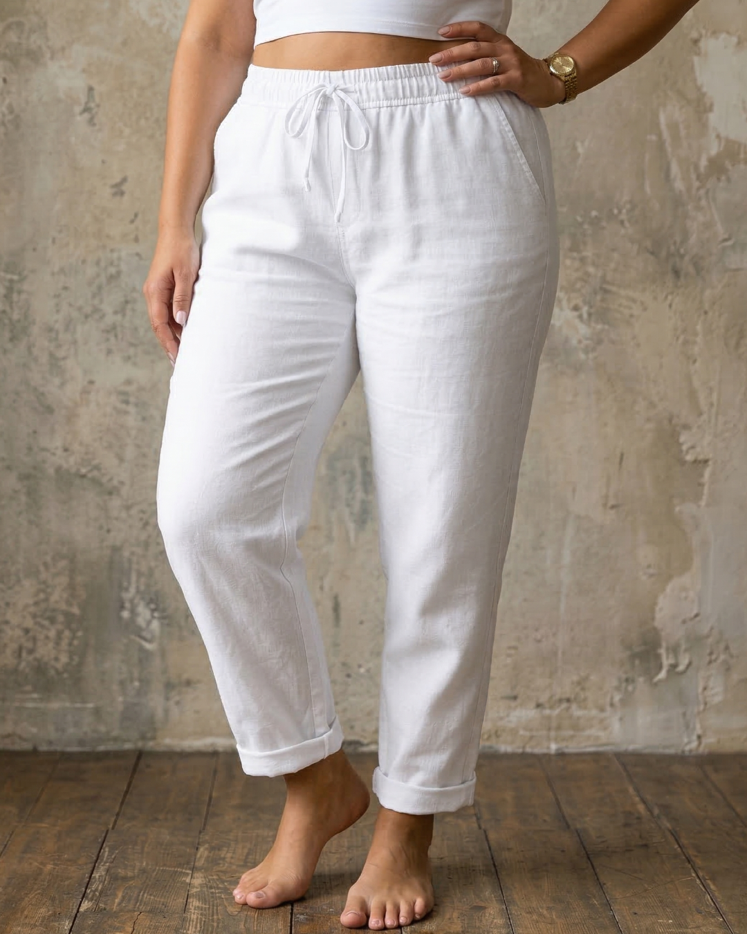 Maylora | Drawstring Relaxed Linen Trousers