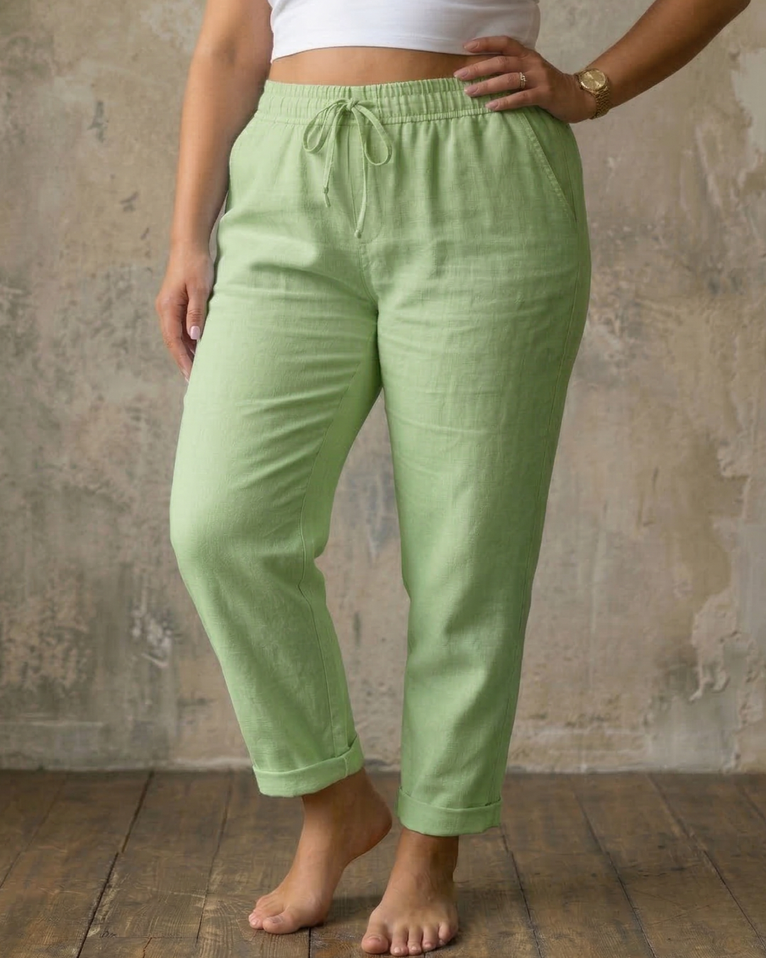 Maylora | Drawstring Relaxed Linen Trousers