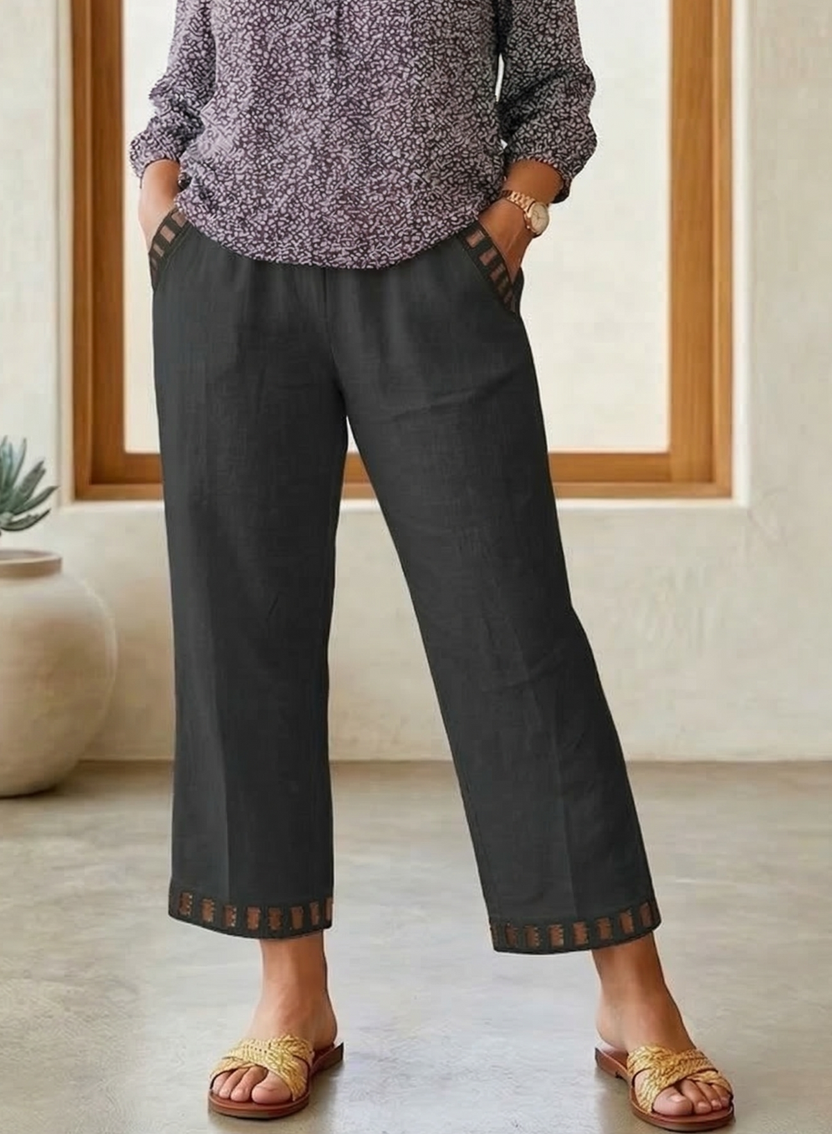 Wren – Relaxed Contrast Trim Cropped Pants