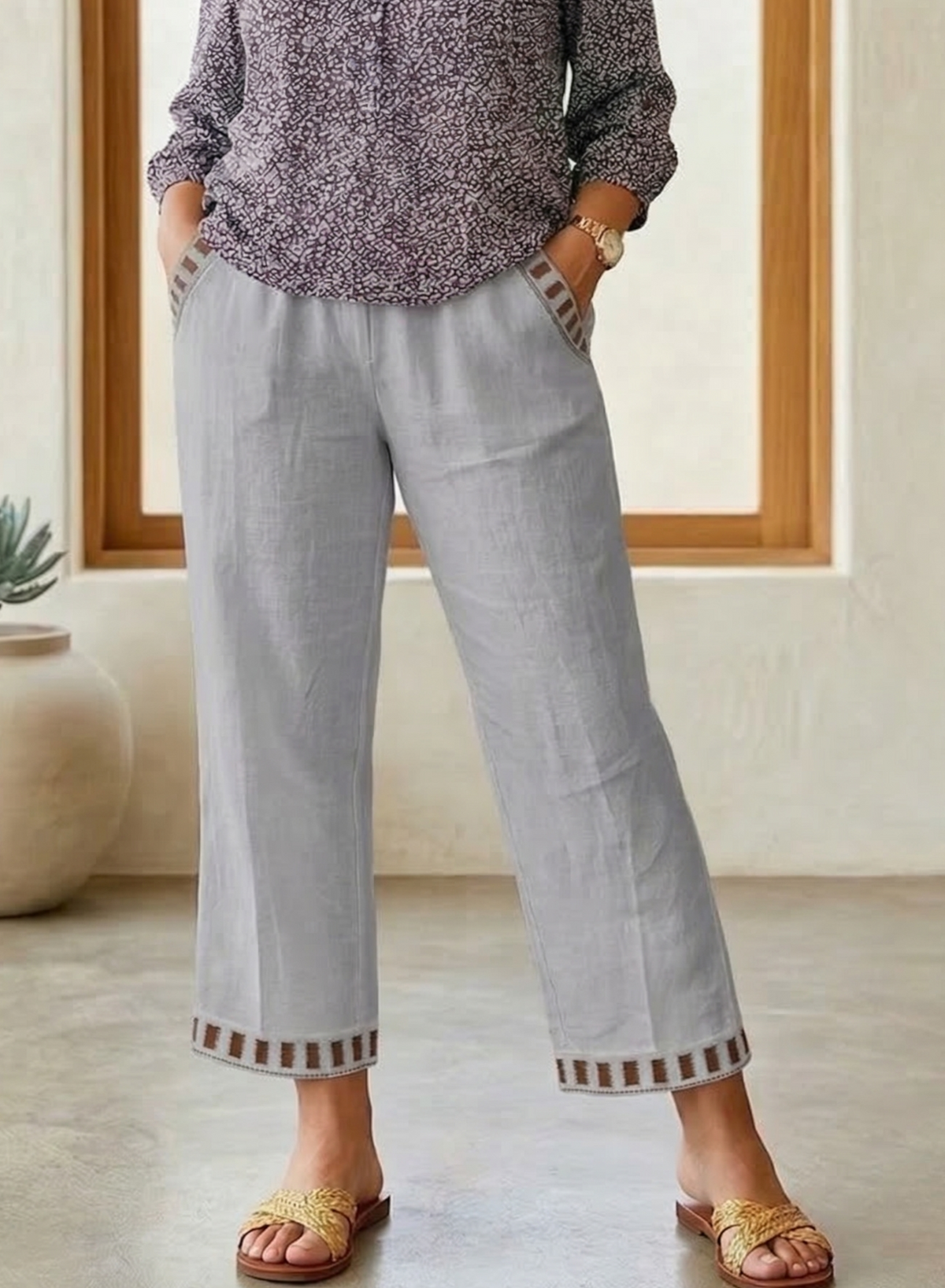 Wren – Relaxed Contrast Trim Cropped Pants