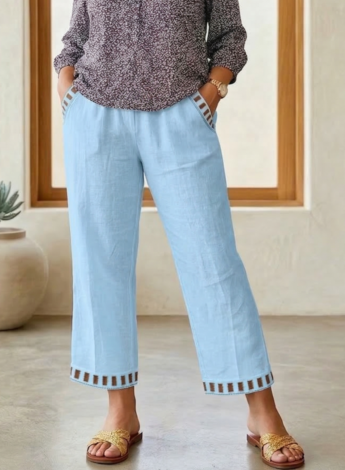 Wren – Relaxed Contrast Trim Cropped Pants