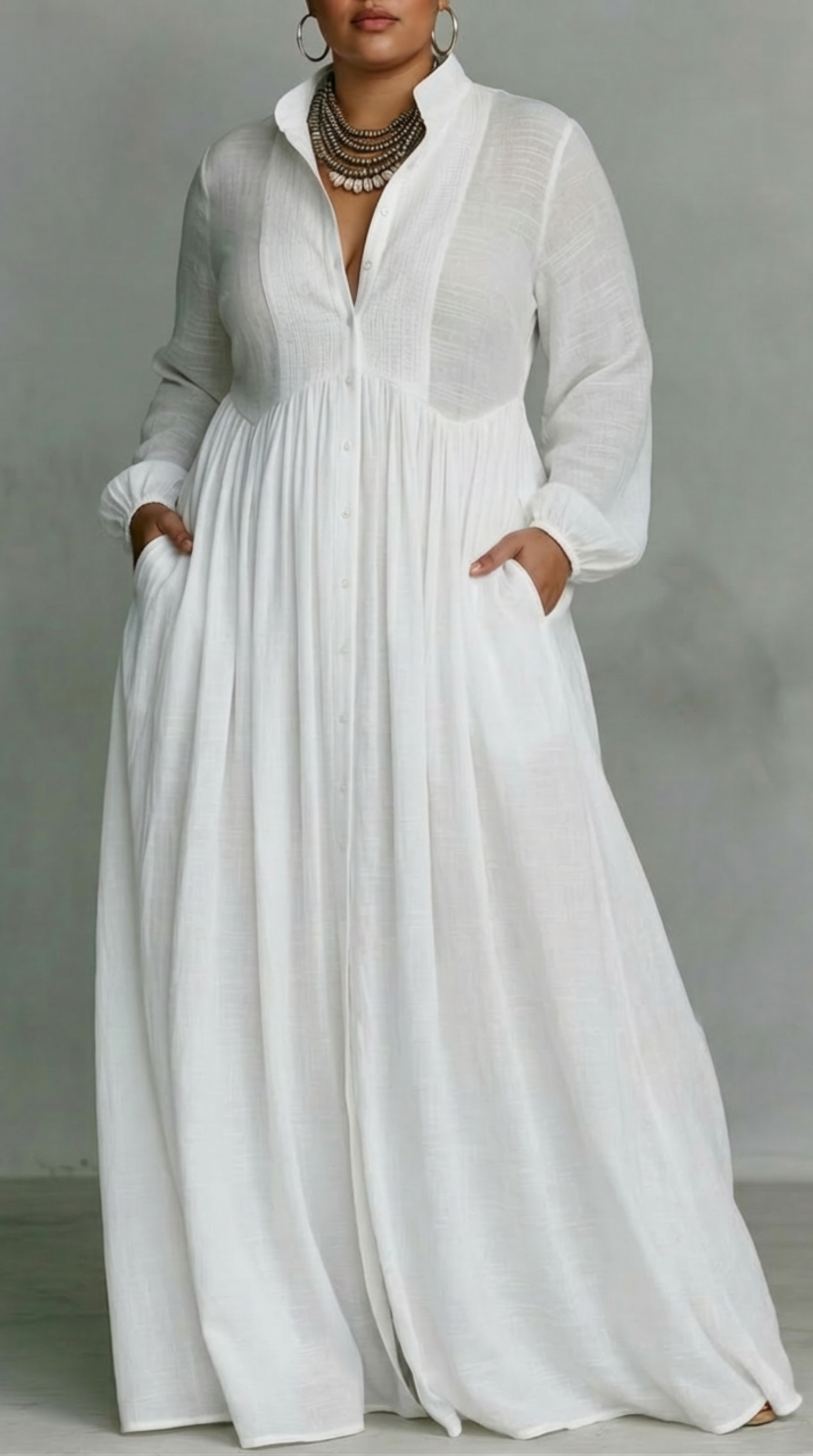 Seren | Flowing Button-Front Maxi Dress