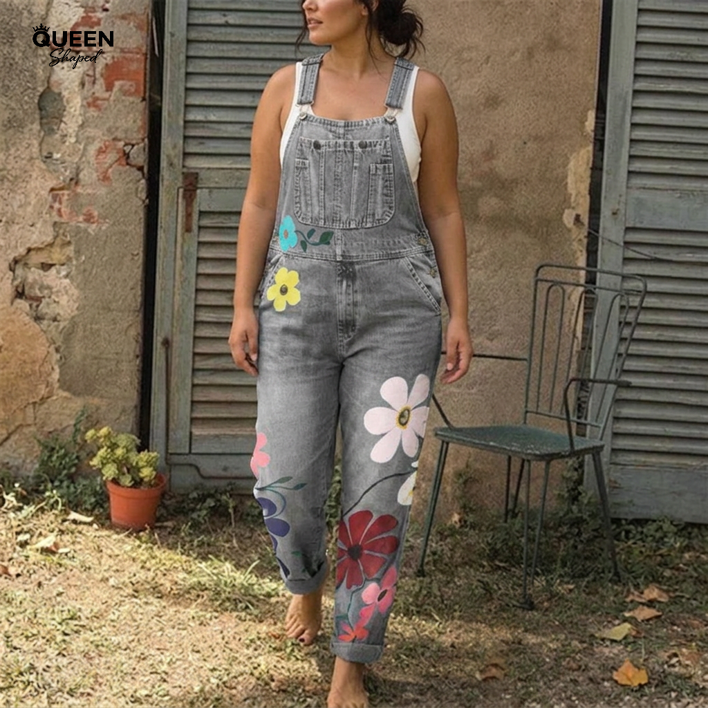 Abigail | Printed Denim Overall