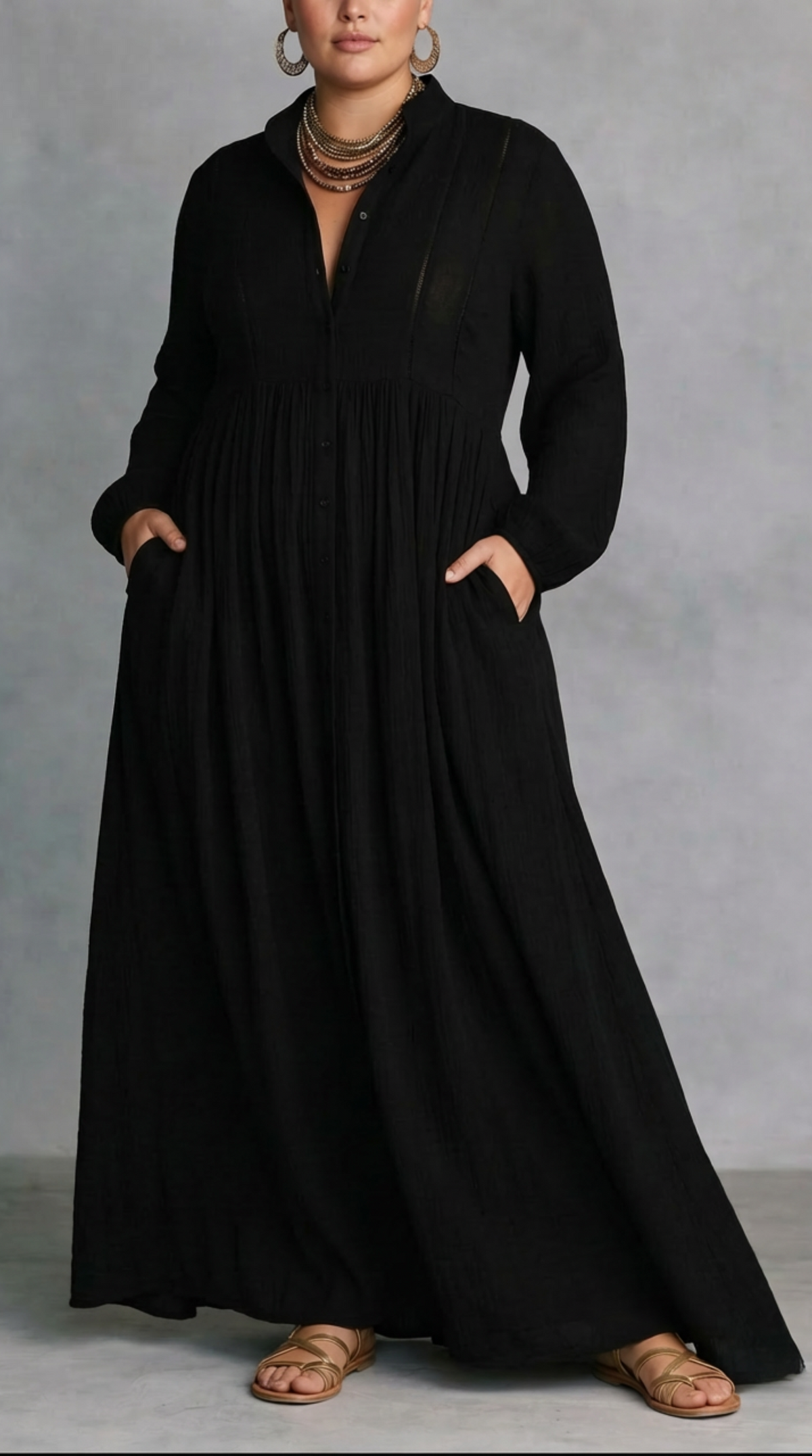 Seren | Flowing Button-Front Maxi Dress