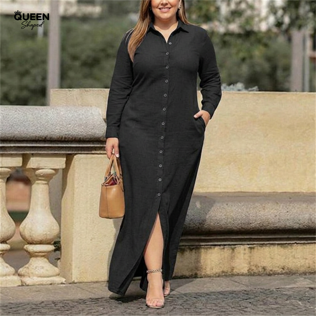 Charlotte | Collar Denim Button Maxi Dress