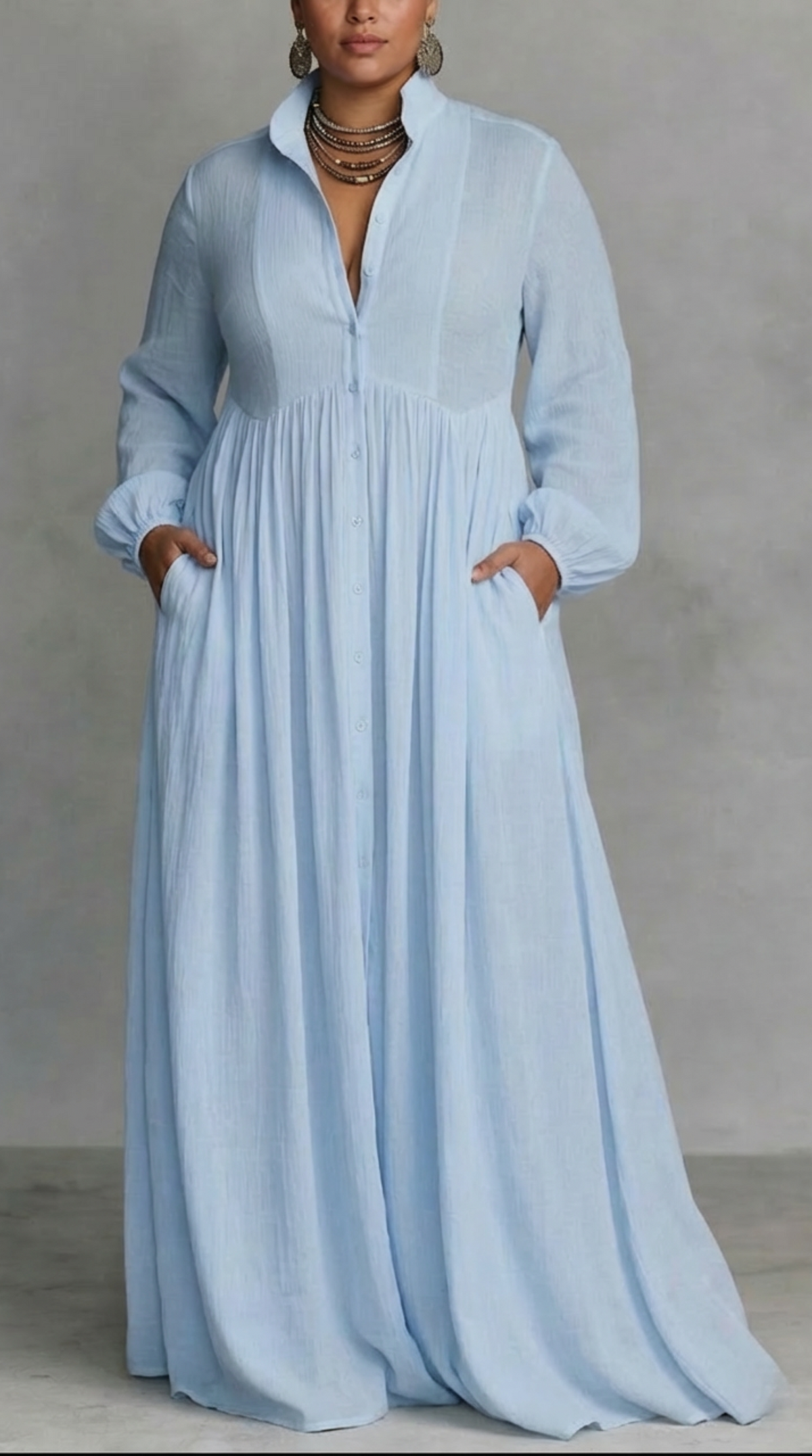 Seren | Flowing Button-Front Maxi Dress