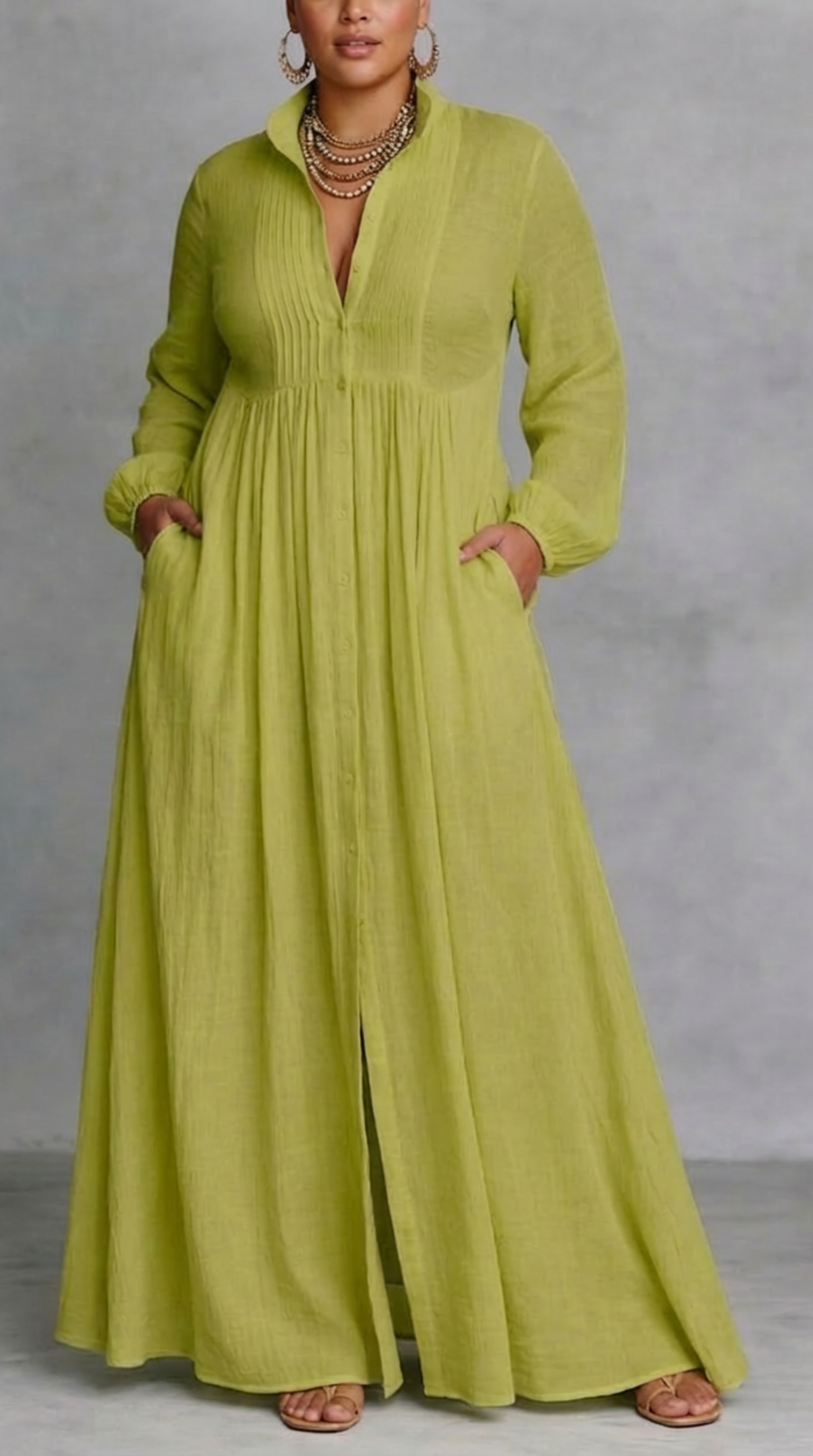 Seren | Flowing Button-Front Maxi Dress