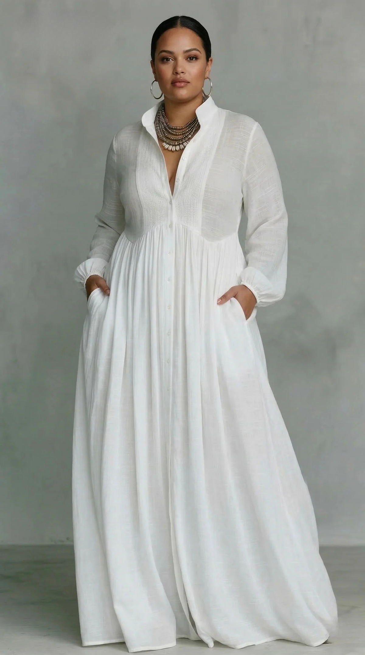Seren | Flowing Button-Front Maxi Dress