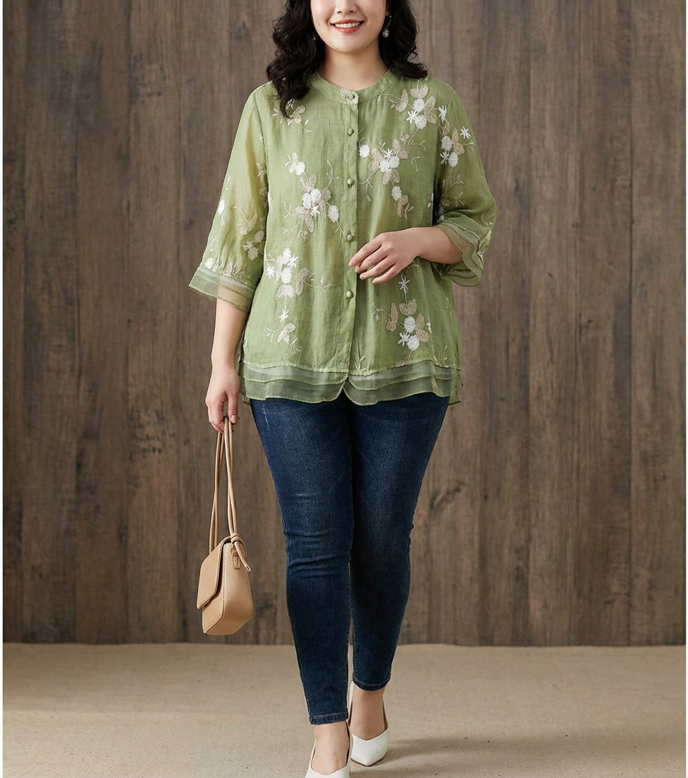 Kourtney | Chic Blouse with Floral Accents