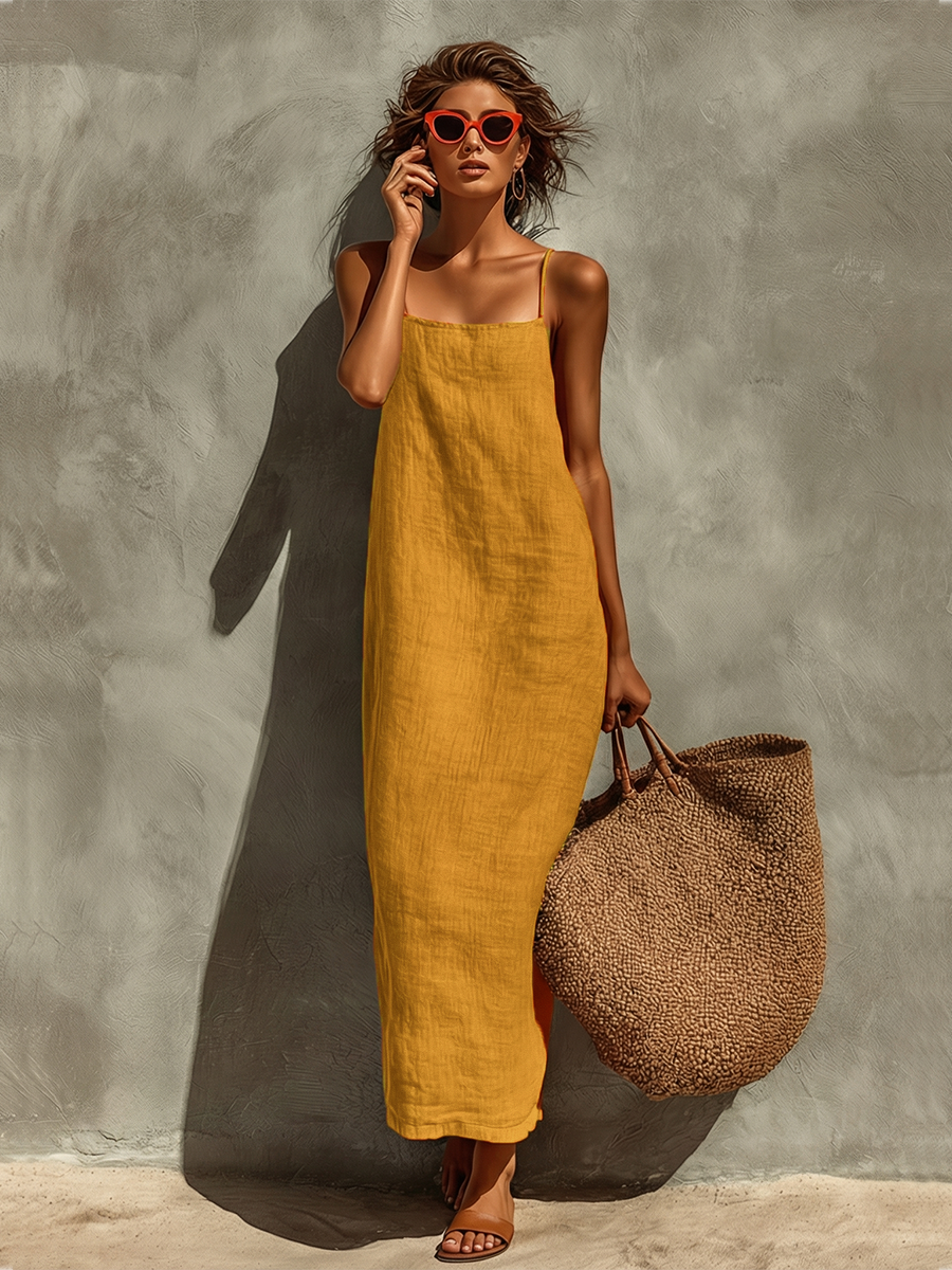 Goldie | Red Square-Neck Resort Dress